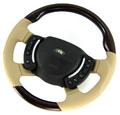 View Item Range Rover L322 Steering Wheel - Burr Walnut Heated + Sand Leather SPORT Grip Heated